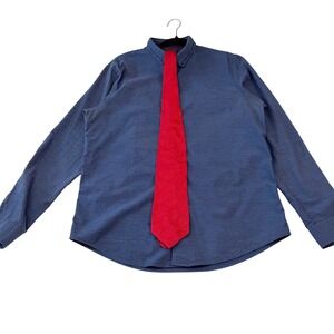 Arrow USA 1851 Blue Textured Slim Fit Button Down Dress Shirt Professional 17